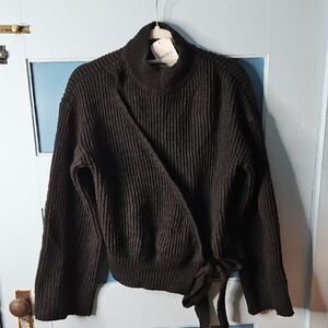 Forever 21 Plus Black Ribbed Knit Wrap Sweater NWT